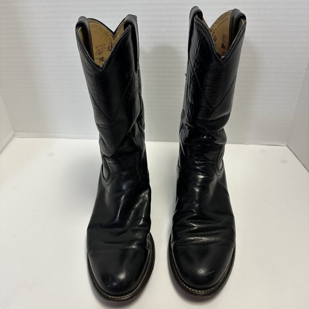 Justin Women's Western Black Leather Boots Size 5.5 B Cowgirl
